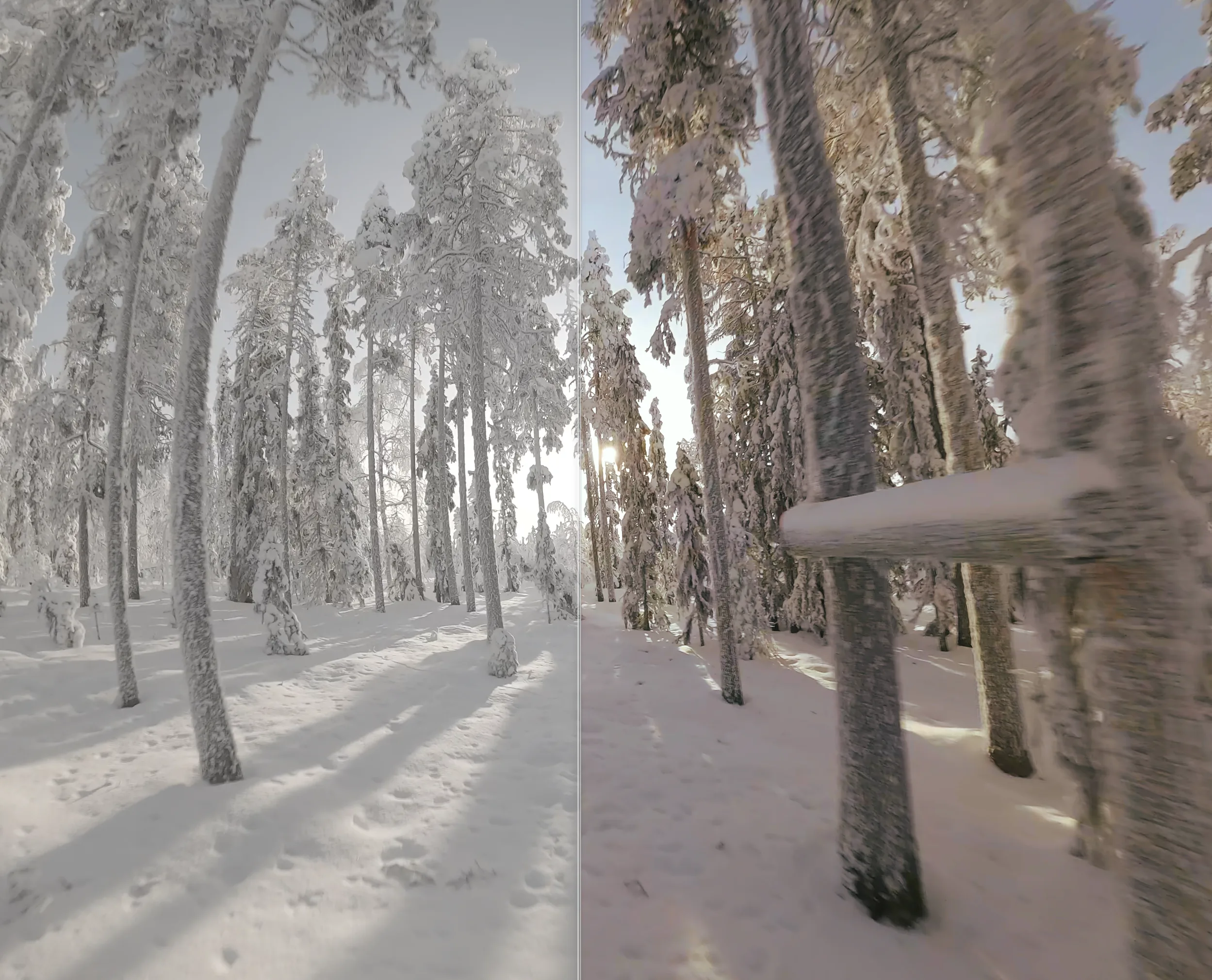 Before and after — shaky GoPro footage stabilized with Unshake gyroscope data